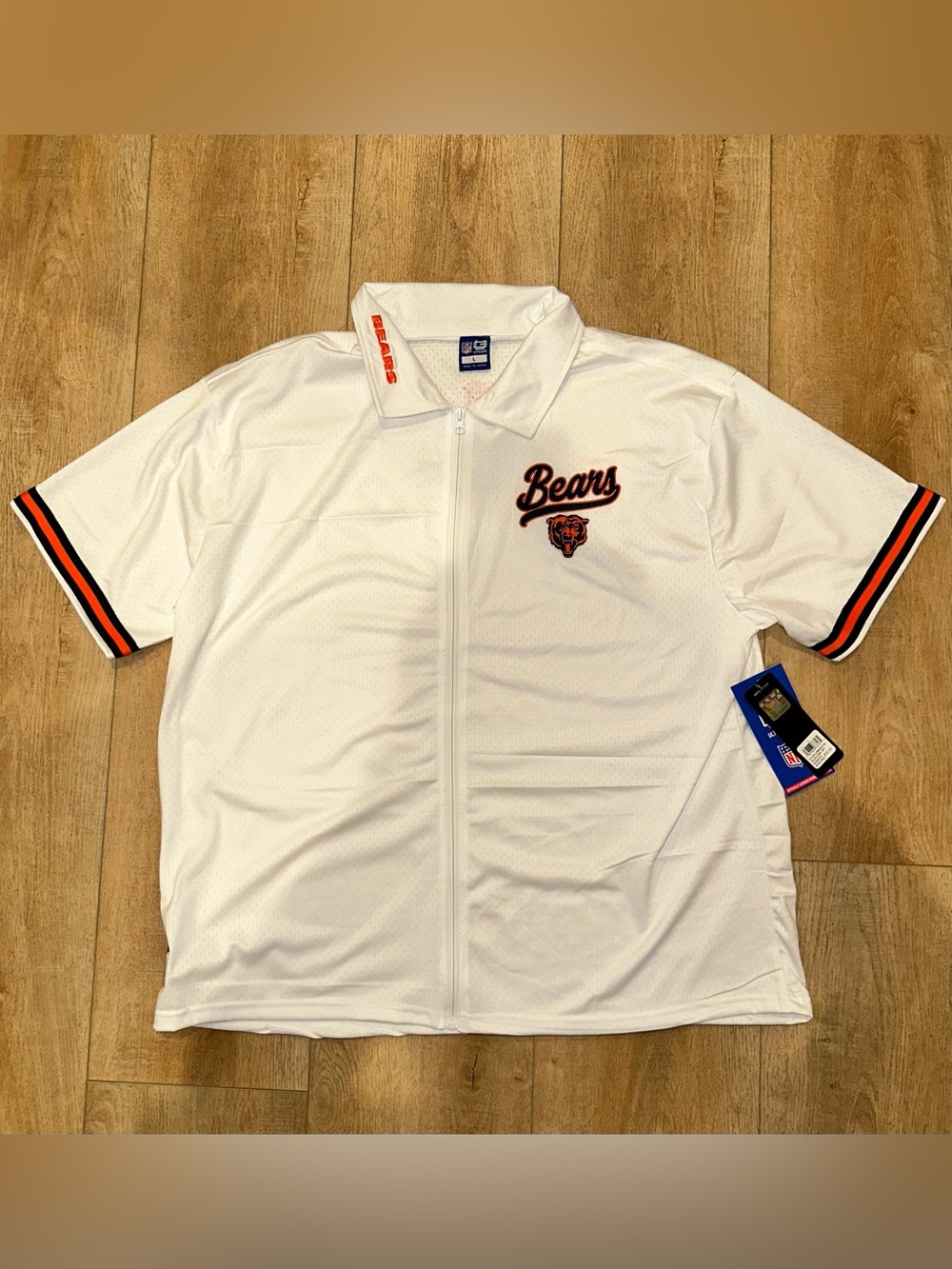 NFL White Bears Zip Polo with Orange & Navy Accents